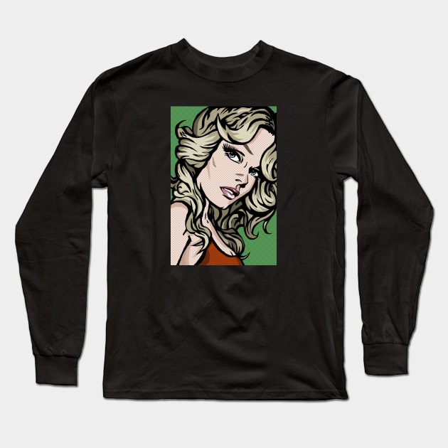 Farrah Fawcett Lichtenstein Long Sleeve T-Shirt by FanboyMuseum